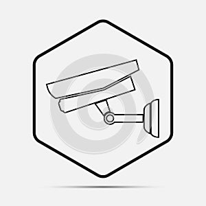 Cctv camera isolated on white background with long shadow black,Simple design style.vector illustration