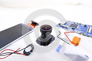 CCTV camera lens parts with a electronics component