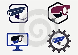 CCTV camera logo set design template