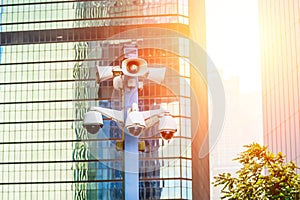 CCTV camera in a metropolis, protecting public order