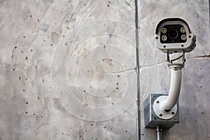 Cctv camera, Modern security camera fix on outdoor concrete wall
