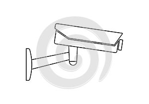 CCTV camera outline icon. Video surveillance sign. Security  cam and safety symbol. Vector illustration