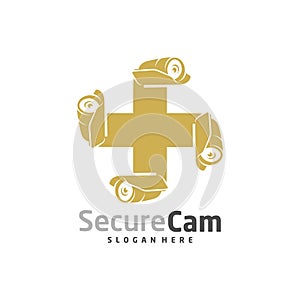 CCTV Camera with plus icon Logo Design Vector Template, Concept Symbol