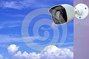 CCTV Camera of security on blue sky and background