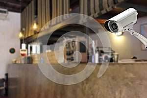 CCTV Camera security in a counter bar at hotel.