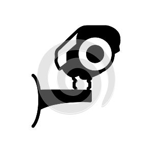 Cctv camera security symbol flat black line icon, Vector Illustration