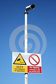 CCTV camera and sign