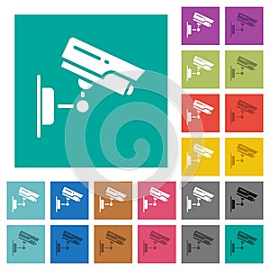 CCTV camera square flat multi colored icons