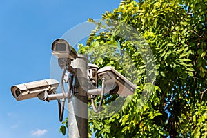 CCTV camera on street for concept of surveillance monitor