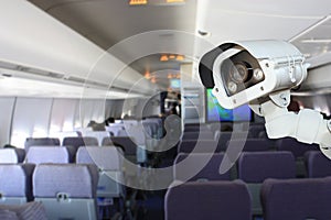 CCTV camera or surveillance operating in airplane.