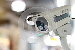 CCTV camera surveillance Safety system with bokeh background