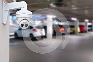 CCTV camera or surveillance system on indoor car parking.