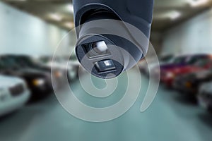 CCTV camera or surveillance system on indoor car parking.