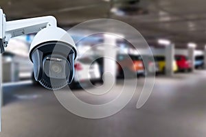 CCTV camera or surveillance system on indoor car parking.