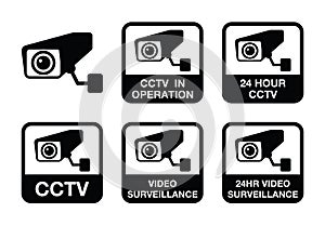 CCTV camera, Video surveillance icons set