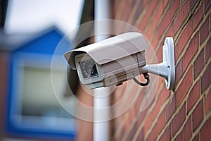 CCTV camera on the wall of the building for monitoring situation.