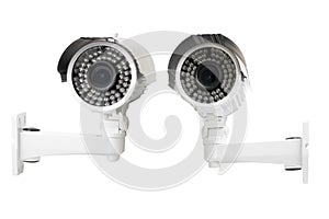 Cctv Camera, Wall Security Camera isolated on white background