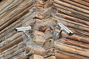 CCTV cameras on the corner of a country house