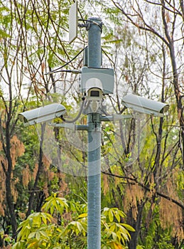 Cctv cameras in public park