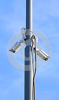 CCTV cameras on tall pole