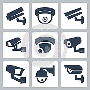 CCTV cameras icons set photo