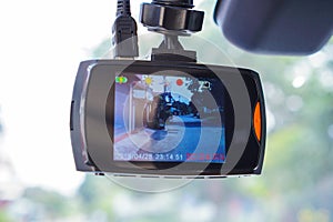 CCTV car camera for safety on the road. Camera recoder photo