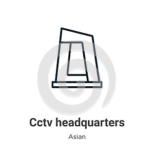 Cctv headquarters outline vector icon. Thin line black cctv headquarters icon, flat vector simple element illustration from