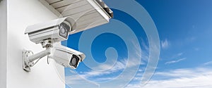 CCTV Modern Security Cameras Outside a White House - Generative Ai