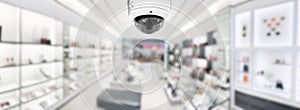 CCTV panorama security camera on shopping department store