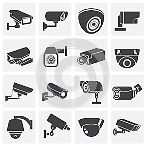 CCTV related icon set on background for graphic and web design. Simple illustration. Internet concept symbol for website