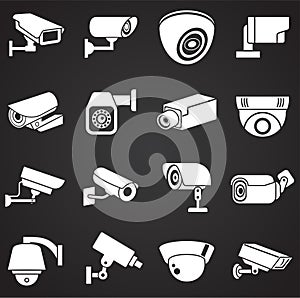 CCTV related icon set on background for graphic and web design. Simple illustration. Internet concept symbol for website