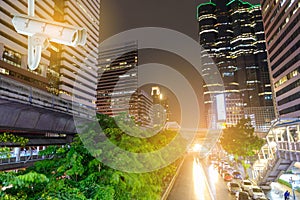 CCTV Security camera with Bangkok city night light