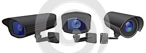 CCTV security camera. Black surveillance devices