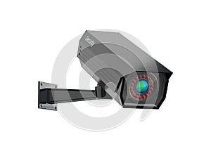 CCTV security camera. Black surveillance system. 3d rendering illustration