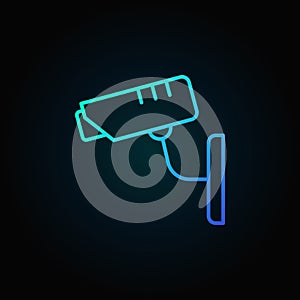CCTV security camera blue vector line icon or symbol