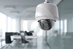 CCTV Security Camera in Bright Modern Office Interior