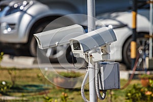 CCTV security camera at car park