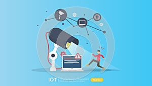 CCTV security camera monitoring. thief shocked detected. IOT internet of things smart house concept for industrial 4.0. web