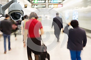 CCTV security camera observation and monitoring in the subway st