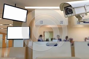 The CCTV security camera operating in center cashier hospital bl