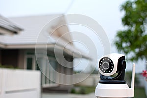 CCTV security camera operating in home.