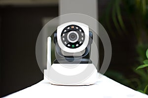 CCTV security camera operating in home.