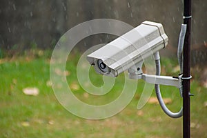 CCTV security camera in raining