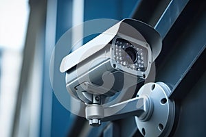 CCTV security camera or surveillance system in modern office building, close up