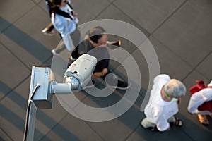 CCTV security camera surveillance the traveller on shopping area