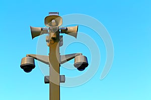 Cctv security cameras on the pole