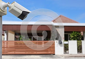 CCTV of security system on blur house background photo