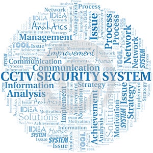 Cctv Security System typography vector word cloud.