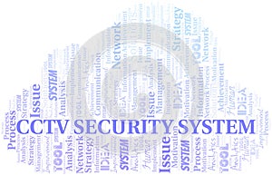 Cctv Security System typography vector word cloud.