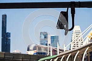 CCTV security video camera in city